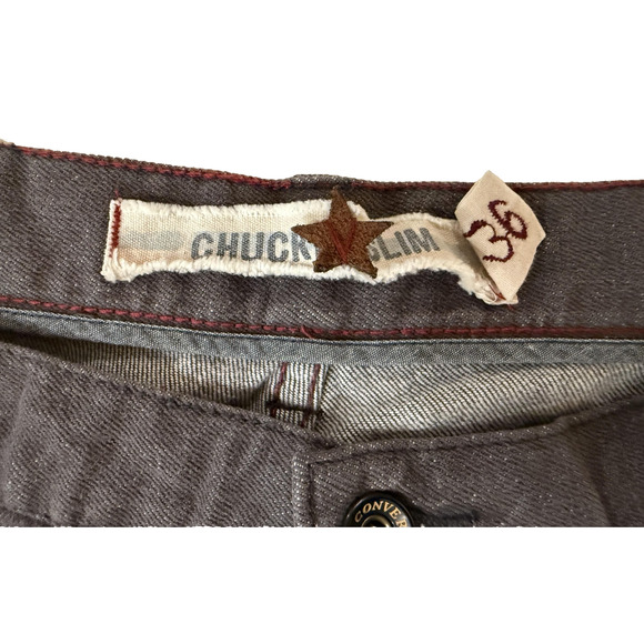 Converse Jeans Mens 36 Gray Chuck Slim Denim 5 Pocket Slim Fit Star Rivet Twill - Picture 2 of 9